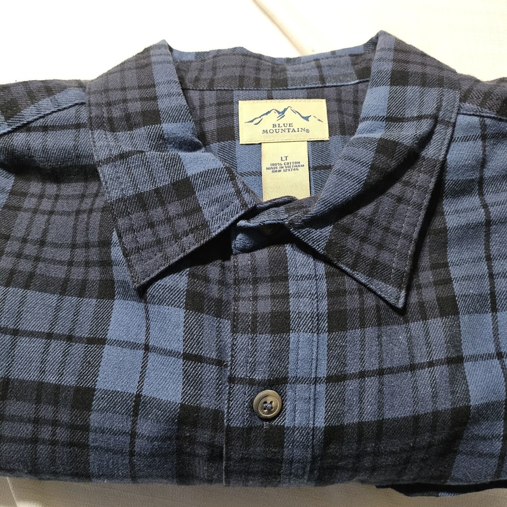 Blue Mountain Blue Plaid Flannel Shirt Button Up Long Sleeve Casual Mens LT NWT‎ - Picture 15 of 16
